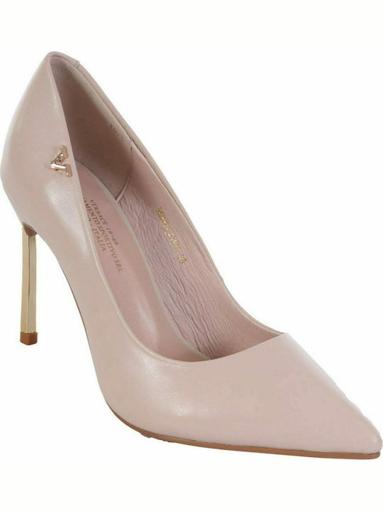 V 19.69 SCHUHE PUMPS MIT DÜNNEM METALLIC ABSATZ BEIGE