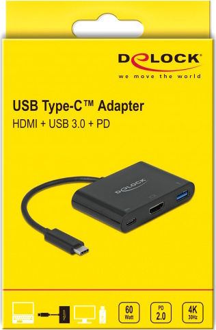 DeLock USB-C Docking Station με HDMI 4K PD Μαύρο (64091)