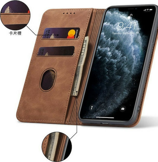 Bodycell PU Leather Wallet Δερματίνης Καφέ (iPhone 12 / 12 Pro)