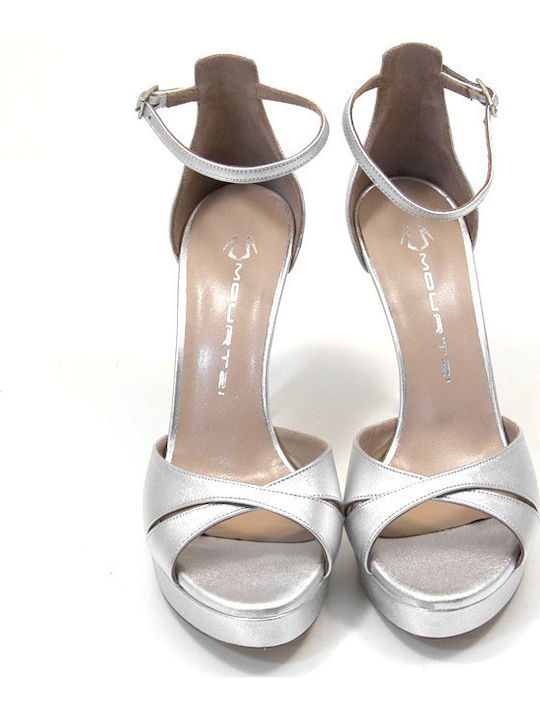 860F01 Leather Sandals Silver