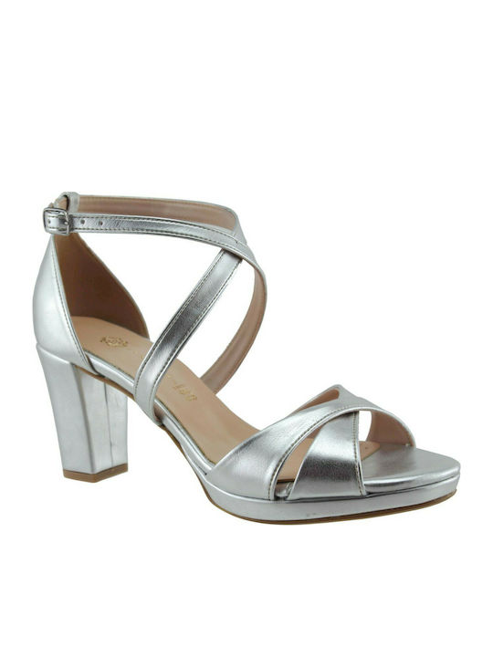 Stefania Wildleder Damen Sandalen in Silber Farbe