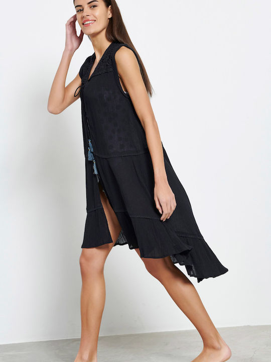 Funky Buddha Women's Maxi Kimono Beachwear Black