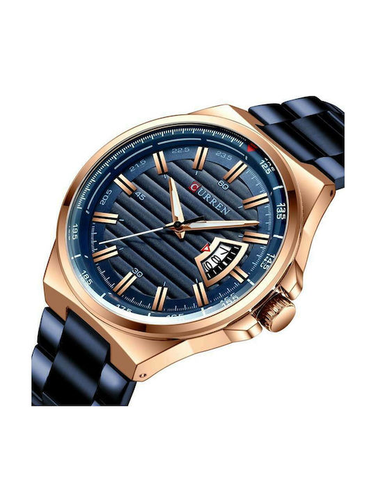 Curren Men's Watch 45mm Battery with Blue Metal Bracelet