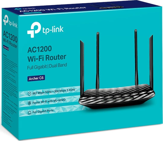 TP-LINK Archer C6 v3 Drahtlos Router Wi‑Fi 5 mit 4 Anschlüssen Gigabit Ethernet