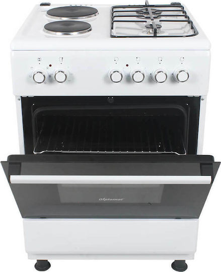 Diplomat ELC-600G Κουζίνα 64lt με Εστίες Υγραερίου & Ρεύματος Π60εκ. Λευκή