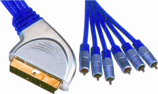 X-treme Cable Scart male - Component male / Composite male 1.5m Blue CR-636/1.5M