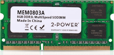 2 Power 8GB DDR3 RAM με Ταχύτητα 1600 για Laptop