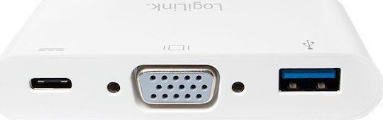 LogiLink Μετατροπέας USB-C male σε USB-A / USB-C / VGA female Λευκό 1τμχ UA0260