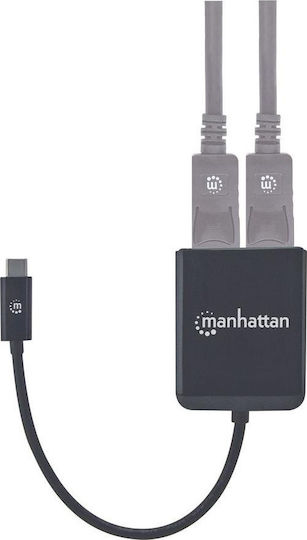 Manhattan Конвертор USB-C Мъжки към DisplayPort 2x Женски 1 Брой 152952