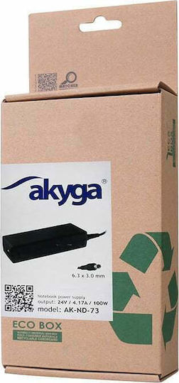 Akyga Universal Φορτιστής Laptop 100W 24V 4.17A χωρίς Καλώδιο Τροφοδοσίας