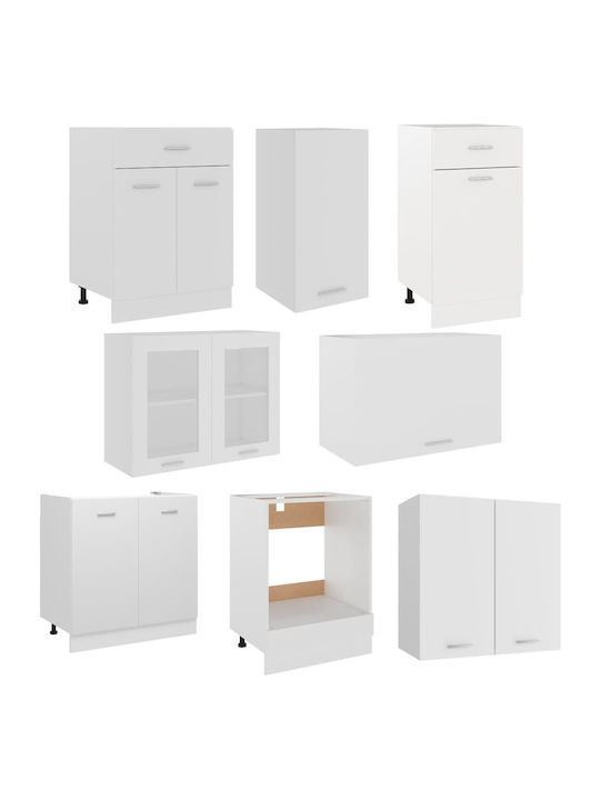 Set de cabinete de bucătărie suspendate și de podea 60x31x60cm Λευκό