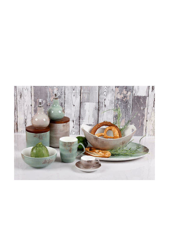Cryspo Trio Cereal Serving Bowl Round made of Porcelain Green with Diameter 16cm