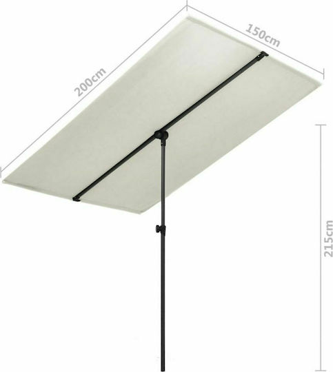 Umbrelă Pătrată Din Aluminiu Albă 2x1.5m