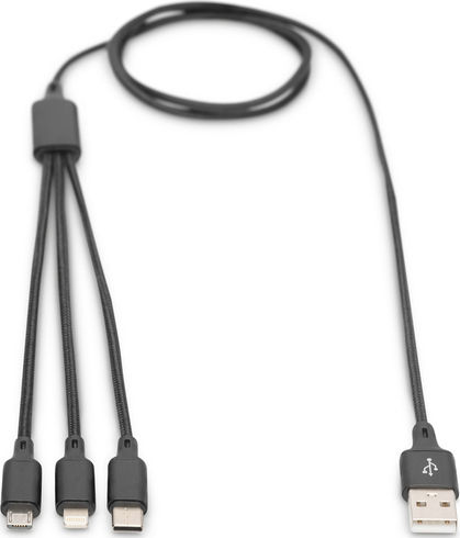 Digitus Regular USB to Lightning / Type-C / micro USB 1m Cable (AK-300160-010-S)