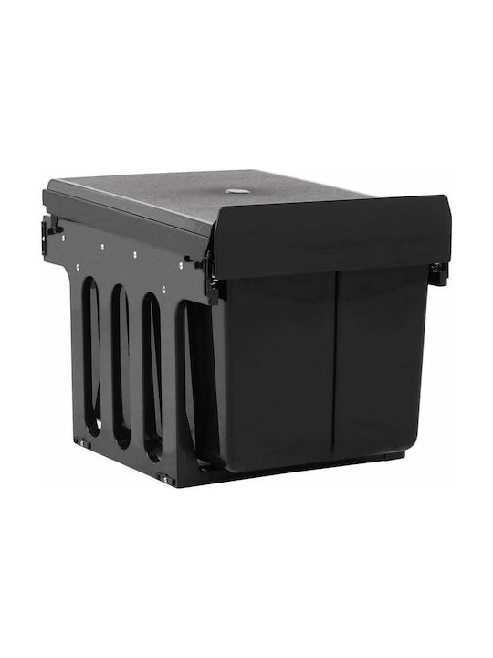 vidaXL Soft Close Waste Bin Recycling Plastic for Cabinet Black 48lt 1pcs