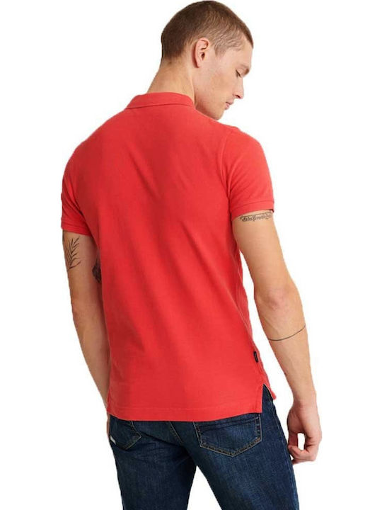 Superdry Classic Pique Bluza Bărbătească cu Mânecă Scurtă Polo Roșie