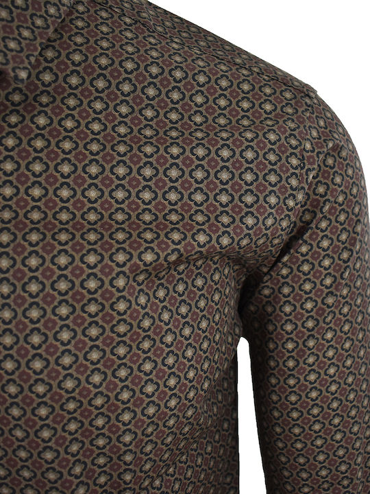 Long-sleeved Cotton Shirt Brown