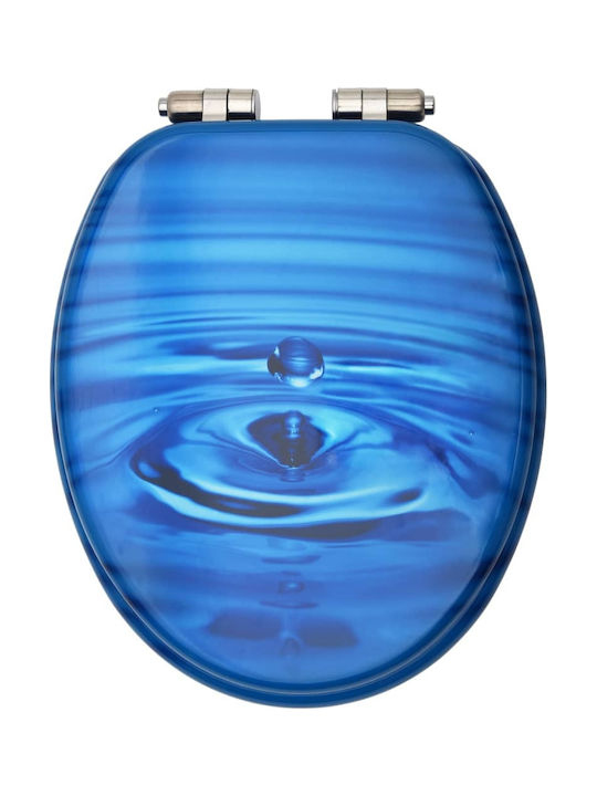 vidaXL Wooden Soft Close Toilet Seat Blue Drops 43.7cm