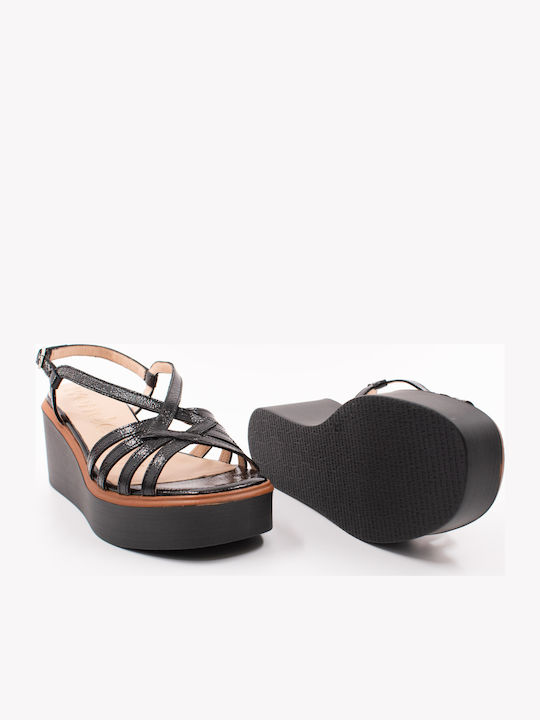 Women's Leather Platform Shoes Black