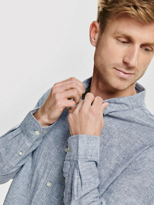 Langärmlig Leinen Hemd Blau