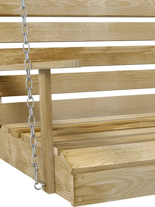 Hängende Garten & Veranda Schaukel 2 Sitze Hölzernes Natural L155xB65xH60cm