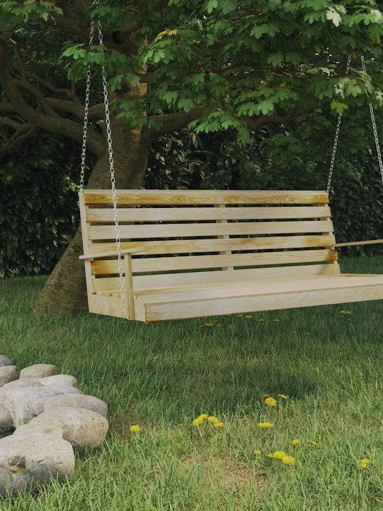 Hängende Garten & Veranda Schaukel 2 Sitze Hölzernes Natural L155xB65xH60cm