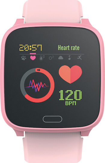Forever JW-100 Smartwatch με Παλμογράφο (Ροζ)