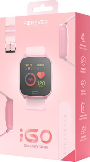 Forever JW-100 Smartwatch με Παλμογράφο (Ροζ)