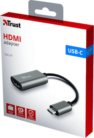 Trust Dalyx Convertor USB-C masculin în HDMI feminin Gri 1buc