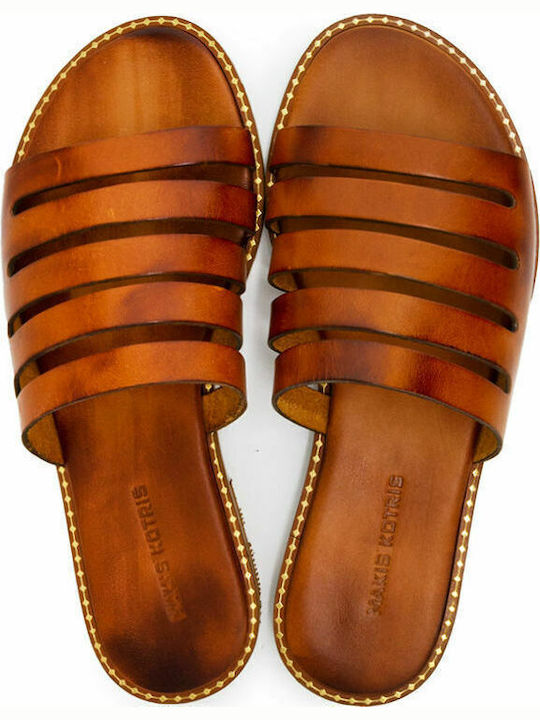 Leder Flache Sandalen für Damen in Tabac Braun Farbe