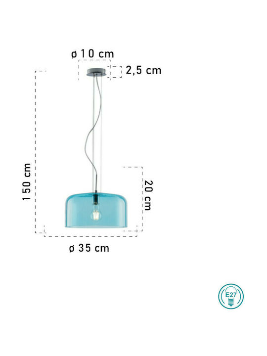 Fan Europe Gibus-S35 Pendant Light Single-Light Bell for Socket E27 Blue I-GIBUS-S35 BLU