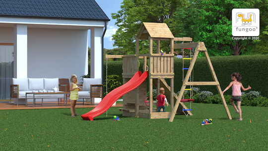 Fungoo Wooden Play Tower Activer with Climbing Surface Multicolour for 3+ Years