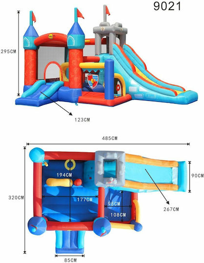 Happy Hop Aufblasbares Knights Schloss mit Trampolin & Rutsche für 3+ Jahre