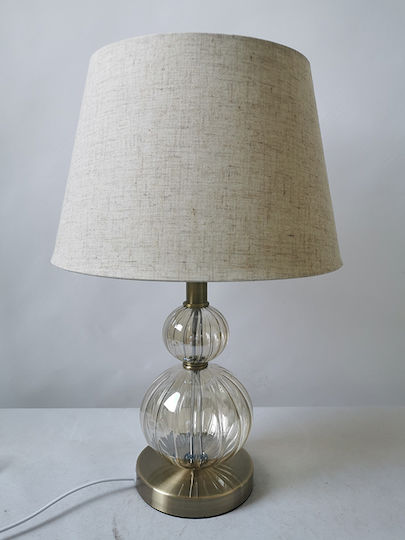 Karvounis Metal Table Lamp with Beige Shade and Transparent Base