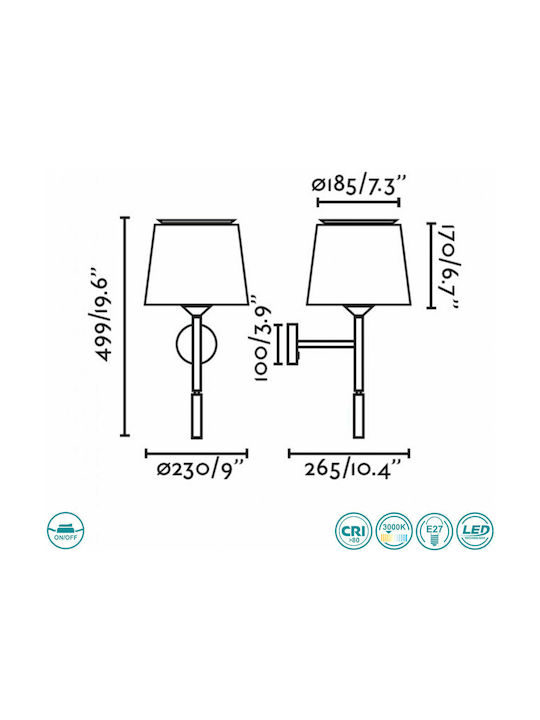Faro Barcelona Savoy Modern Lamp Wall with Socket E27 Green 26.5x26.5cm