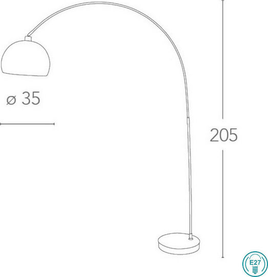 Fan Europe Plaza Floor Lamp Height 205x35cm with E27 Lamp Bulb Base White
