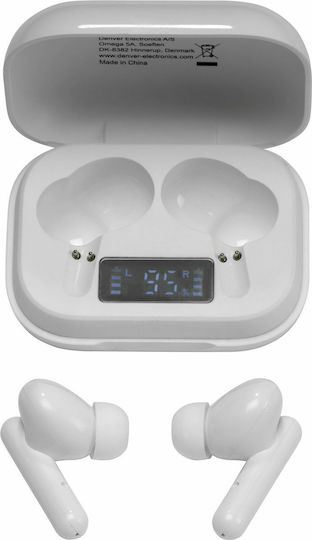 Denver TWE-38 In-ear Bluetooth Handsfree Căști cu Carcasă de Încărcare Alb