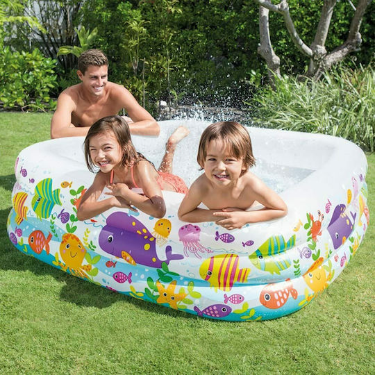 Intex Children's Square Swimming Pool 340L Inflatable 159x159x50cm White