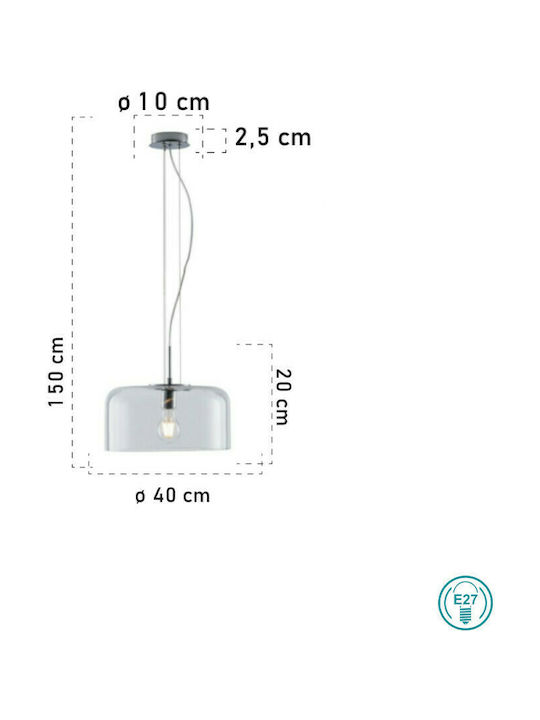 Fan Europe Gibus-S40 Lustră O singură lumină Bell pentru Soclu E27 Transparent I-GIBUS-S40 TR