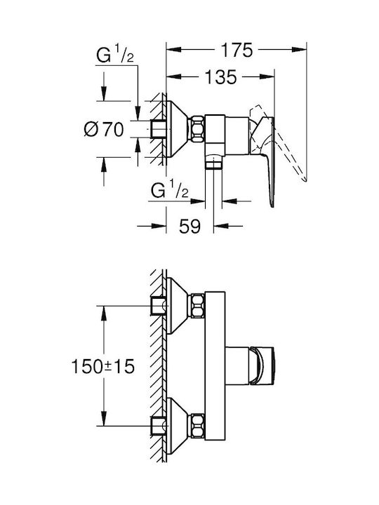 Grohe Bauedge Mixing Shower Shower Faucet Silver