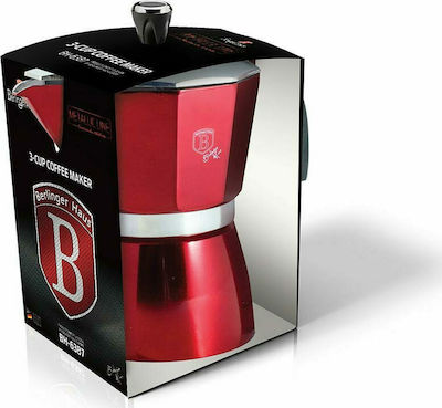 Berlinger Haus Stovetop Espresso Pot for 3Cups Red