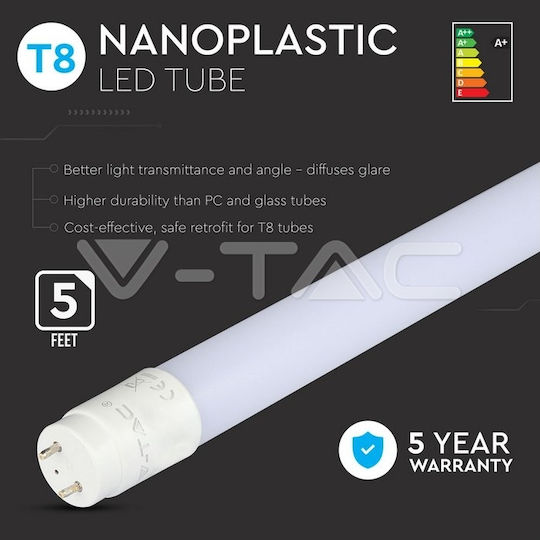 V-TAC VT-151 Bec LED 22W Tip Tub 150εκ. pentru Soclu G13 și Formă T8 Alb cald 2000lm