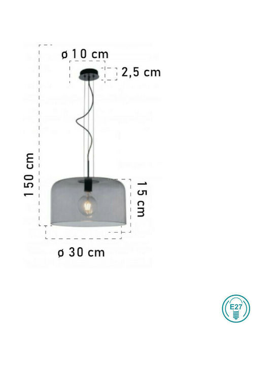 Fan Europe Gibus-S30 Pendant Light Single-Light Bell for Socket E27 Gray I-GIBUS-S30 GR