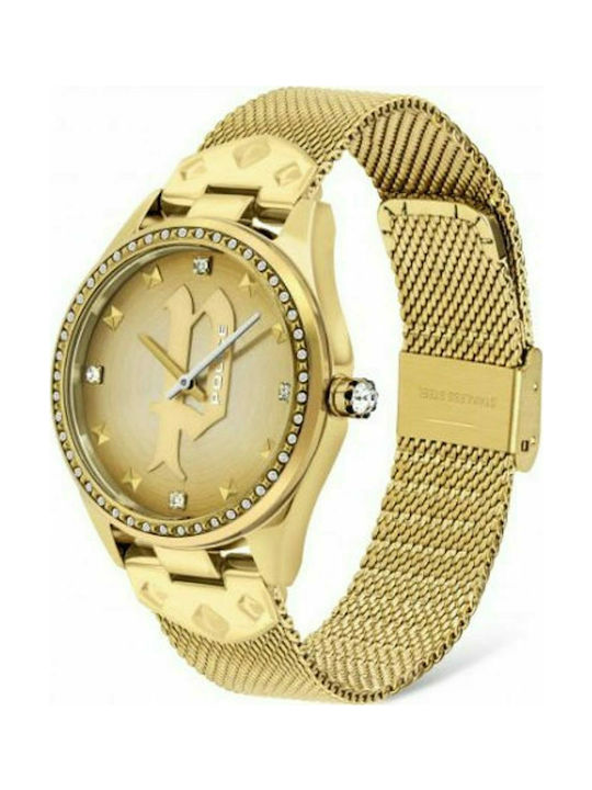 Police Pongua Watch with Gold Metal Bracelet