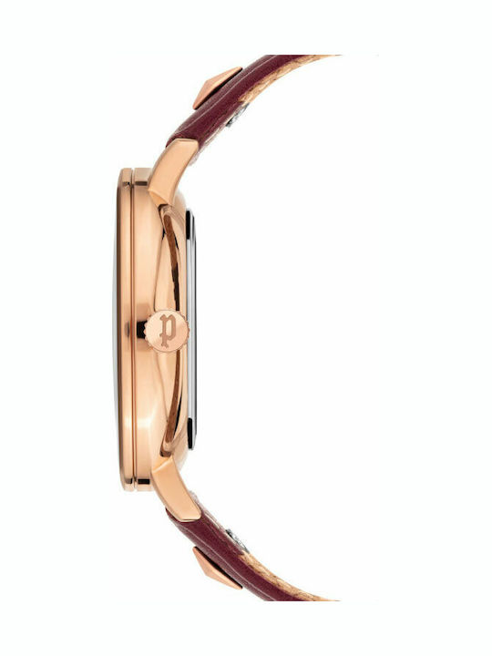 Police Miona Дамски Часовник 36mm Кварцов с Бордо Кожена Каишка