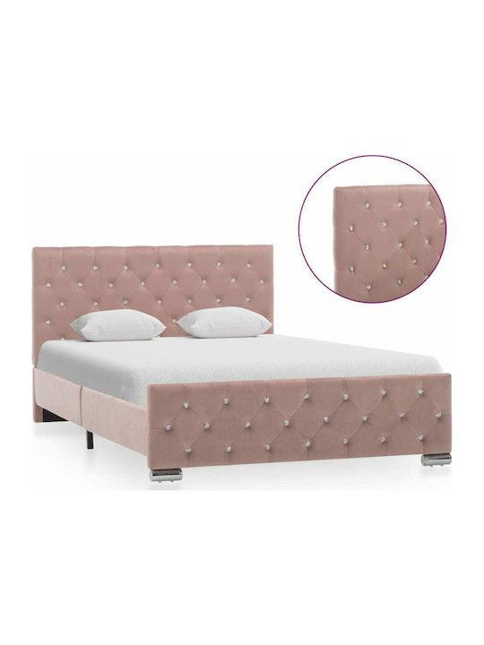 Doppelbett Mit Stoff Rosa Für Die Matratze 120x200cm
