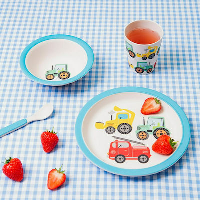 Sass & Belle Feeding Set Αυτοκίνητα made of Bamboo Multicolour 5pcs