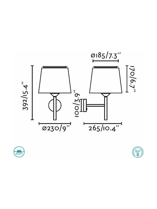 Faro Barcelona Savoy Klassisch Leuchte Wand mit Fassung E27 Grün 23cm