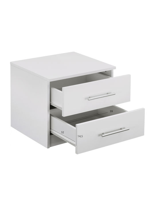 Chelsea Wooden Bedside Table White 48x40.5x41.5cm