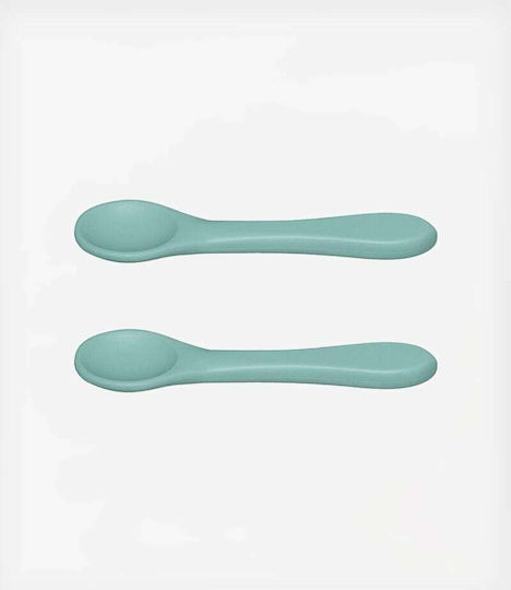 Babylivia Baby Set with Spoons made of Silicone 2pcs Blue Surf
